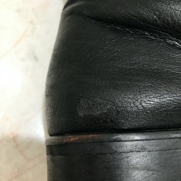 PAUL GREEN {5} Black Leather Boots Knee-High Buckles Stacked Heel - Picture 5 of 7